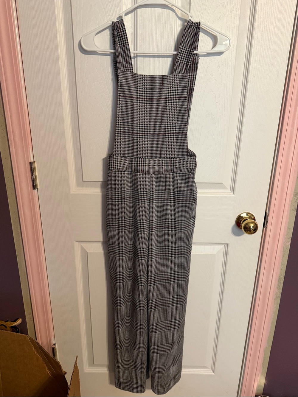 love, Fire Black & White Plaid Pinafore Jumpsuit